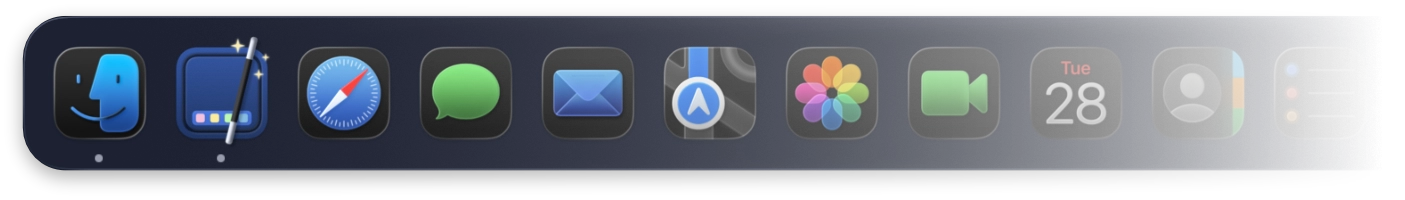 MagiDock macOS Dock (dark)